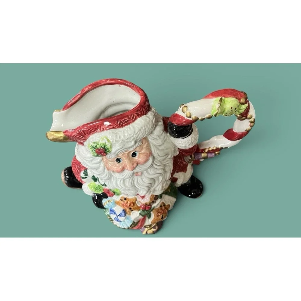 Fitz & Floyd Sugar Plum Santa Claus Pitcher Christmas Ceramic Holiday Serving
